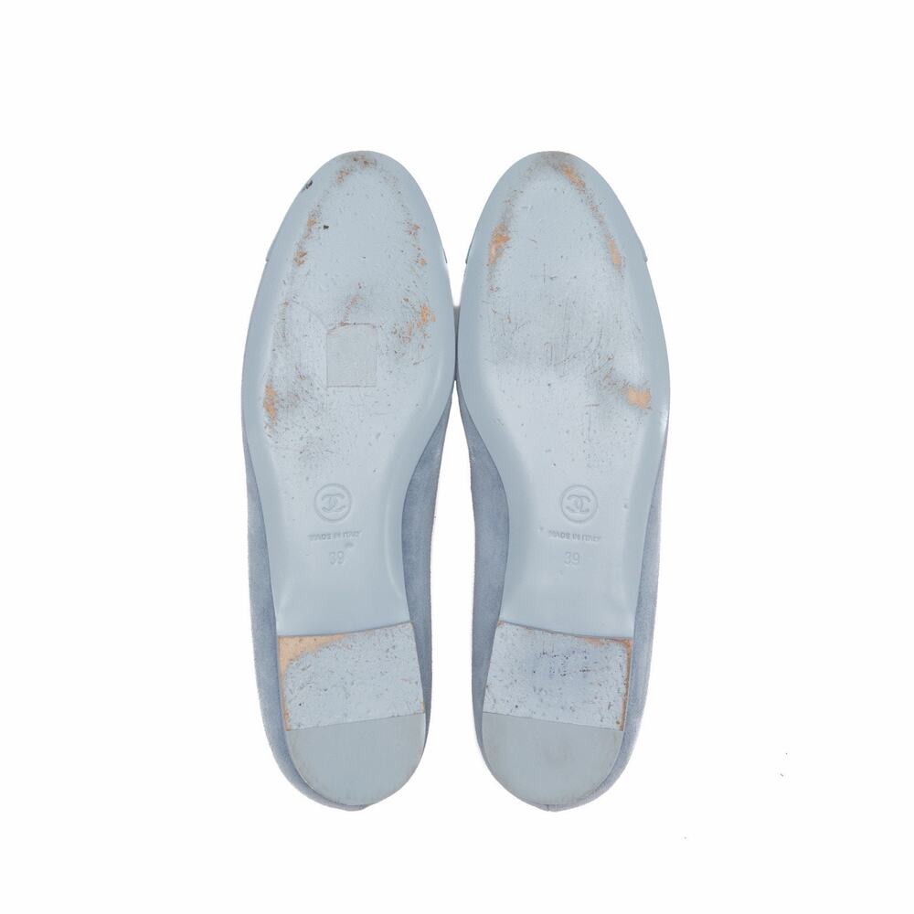 CHANEL 24P Suede Interlocking CC Camellia Cap Ballet Flats Blue Size 39 US 9 - Picture 16 of 16